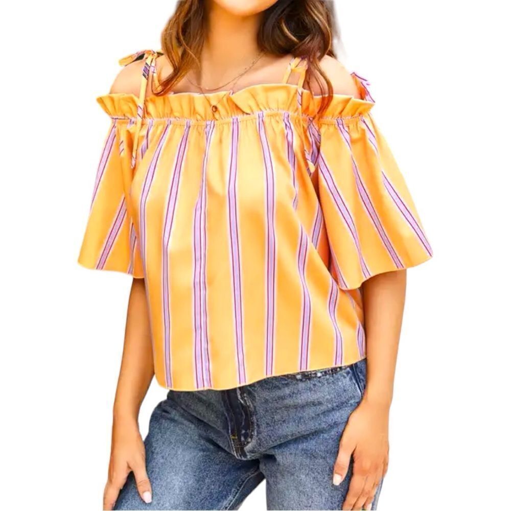Cherish brand cute winged ruffle on/ off shoulder top! New
